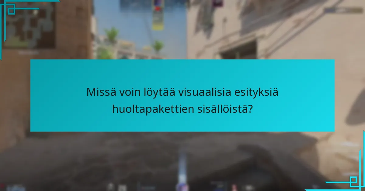 Missä voin löytää visuaalisia esityksiä huoltapakettien sisällöistä?