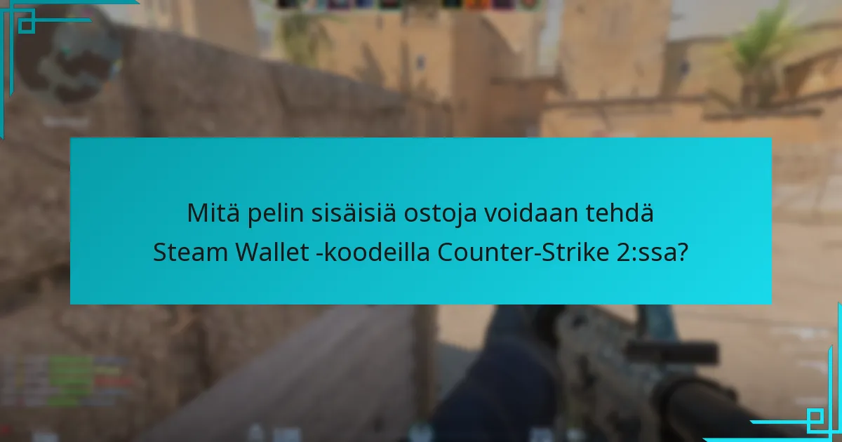 Mitä pelin sisäisiä ostoja voidaan tehdä Steam Wallet -koodeilla Counter-Strike 2:ssa?