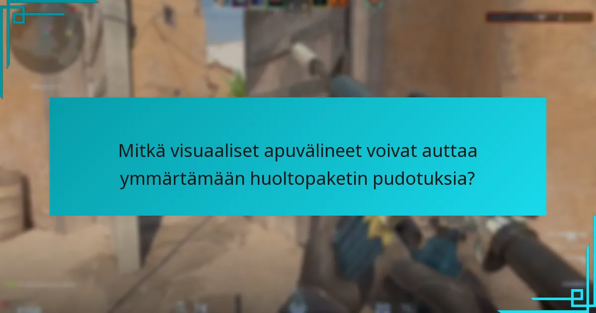 Mitkä visuaaliset apuvälineet voivat auttaa ymmärtämään huoltopaketin pudotuksia?